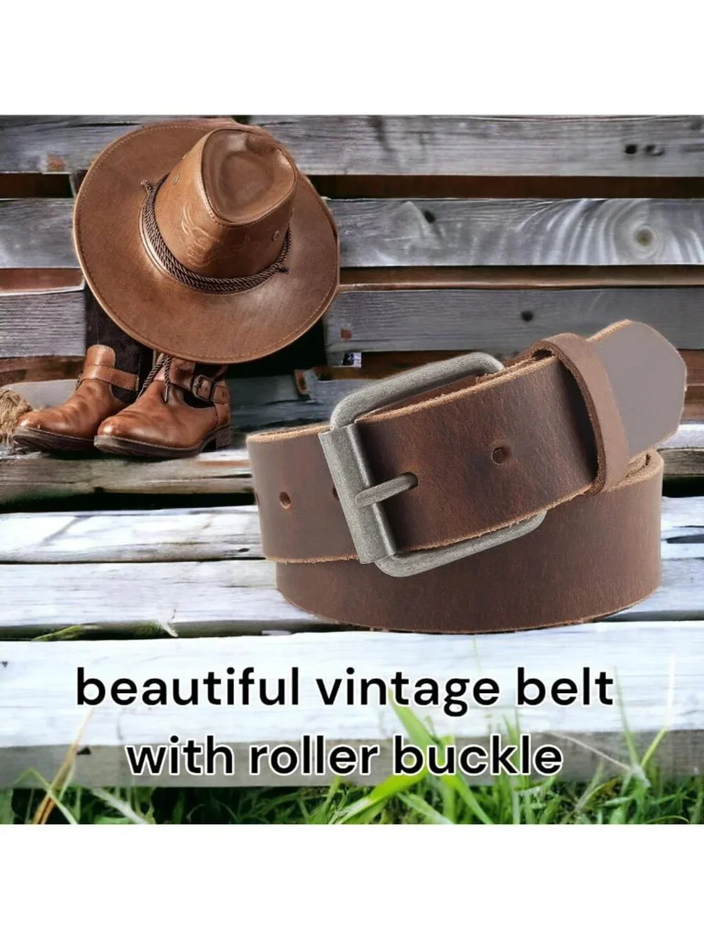Classic Men's Casual Full Grain Leather Dress Belt - 1.5